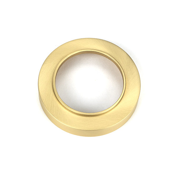 Concealed Satin Brass Round Euro (Plain) Escutcheon