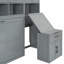Lit escamotable mural simple avec placard, tiroirs et bureau - gris