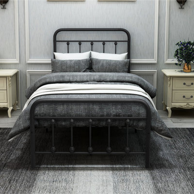Black Metal Twin Bed Frame, Headboard For Aesthetic, No Box Spring Needed, Steel Slats, Noise - , 12.4" Space Tidying Size Platform Bed, Added, Required, 20% Stronger Than Normal, Non Shake And