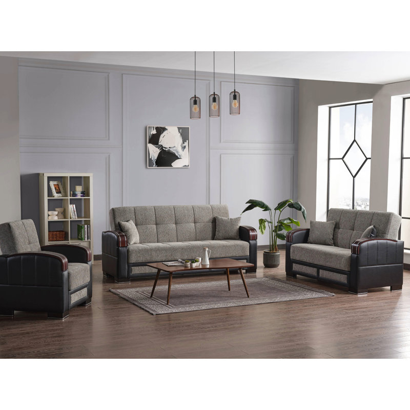 Canapé-lit convertible de 87 po avec rangement Obyrne, Gris