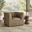Dunkley Curved Back Vegan Leather Armchair In Mushroom-877701559