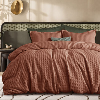 Ensemble de housse de couette en coton 100% coton tissé gaufré GentleSoft ™