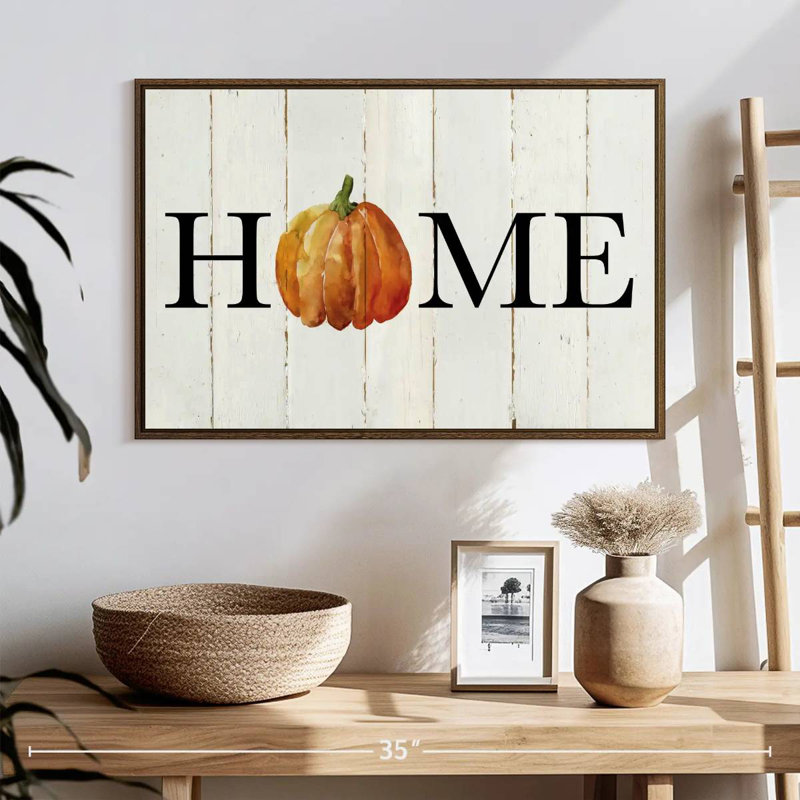 Plaque murale Home, 25 po x 17 po, Cadre flottant noyer