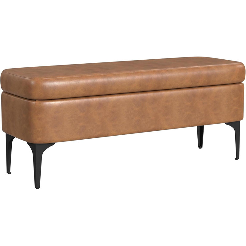 Banc de rangement rembourré avec pieds en métal Home Decor | Banc avec rangement pour le salon et le vestibule