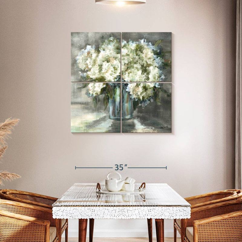 Harnek Harnek blanc et hortensias taupe Sill Life