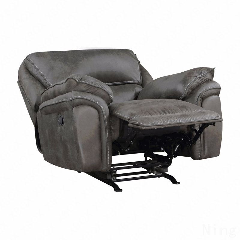 Fauteuil inclinable gris berçant en microfibre - conception moderne moelleuse, structure en bois massif