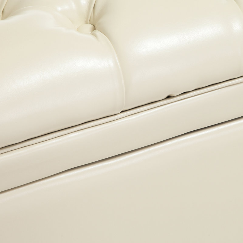 Cuir retravaillé avec grande capacité de rangement pour coussins et couvertures de couleur neutre