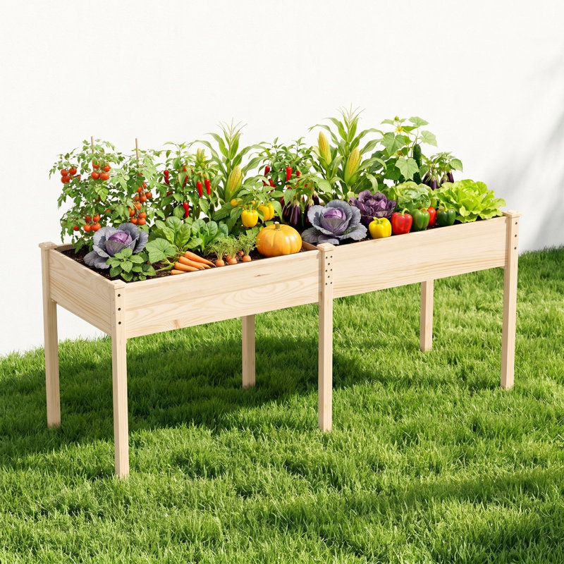 Lit de jardin surélevé en bois 72 po (6 pi), jardinière en bois naturel à 6 pieds