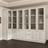 71'' H X 94.4'' W 4-Drawer Modular Bookcase With Frosted Glass Doors