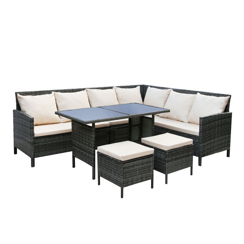 Aalyha Rattan Wicker 9 - Person Seating Group with Cushions