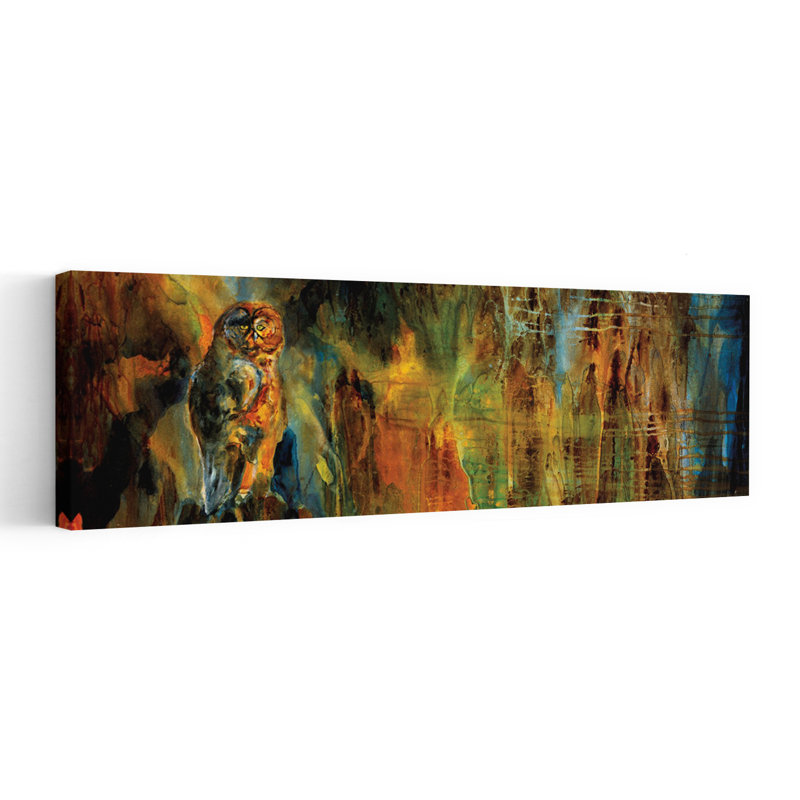 Mysterious Forest Owl 1 Piece Wrapped Canvas Panoramic Wall Art, 152.4 cm H x 50.8 cm W