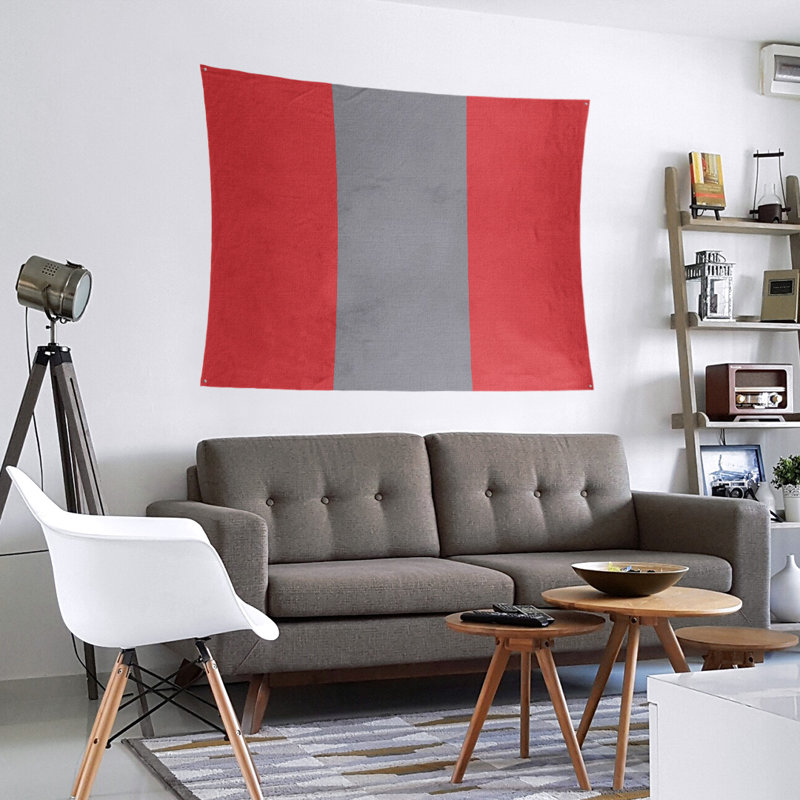 Tapisserie en polyester Carolina, Rouge / gris mat / rouge, H 68 po x l 80 po