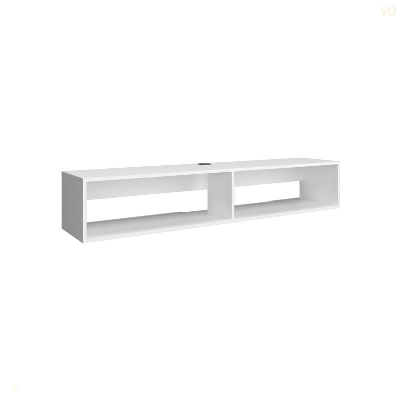 TV Stand 10.4" H, With 2 Shelves, White