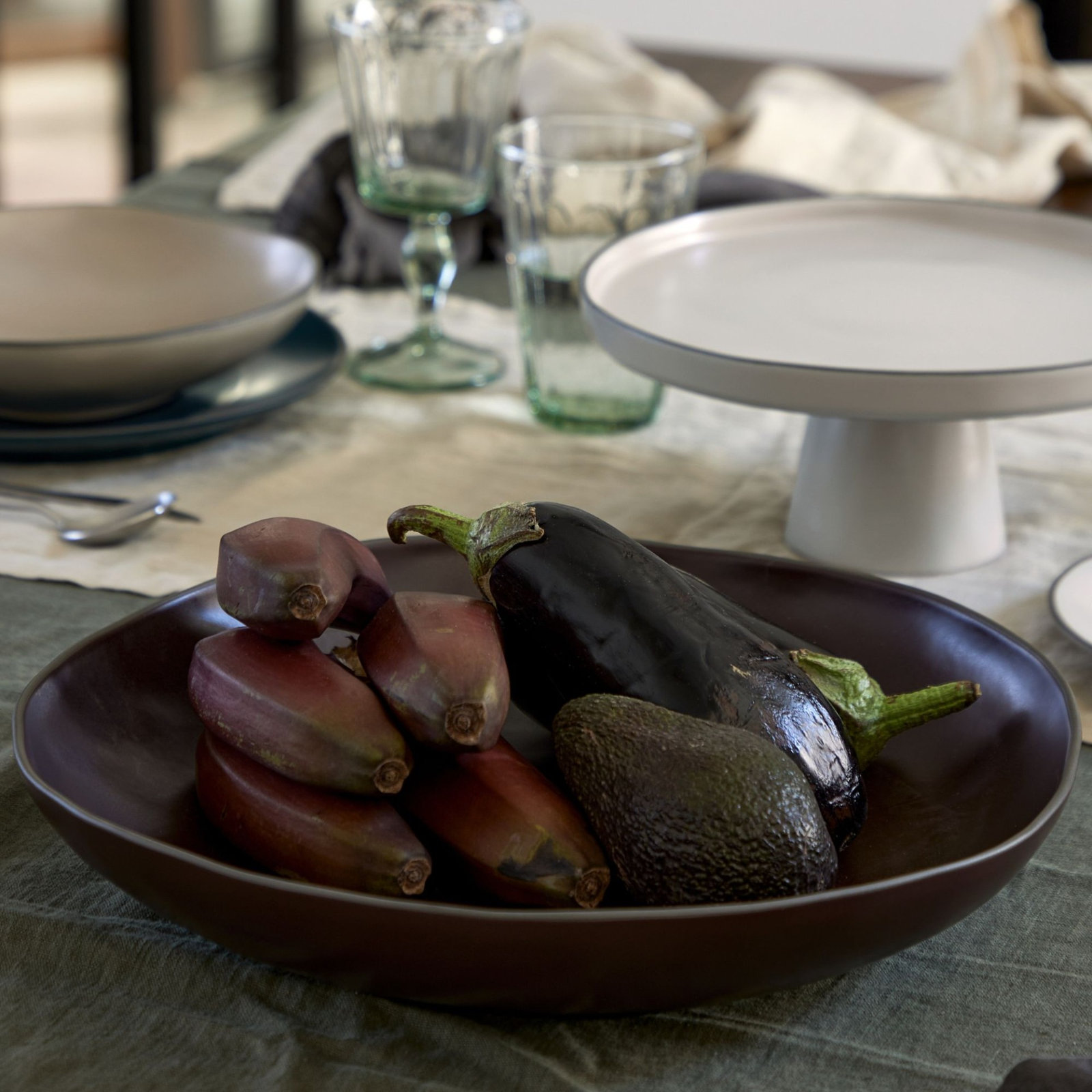 Stacked Organic Serving Bowl, Port