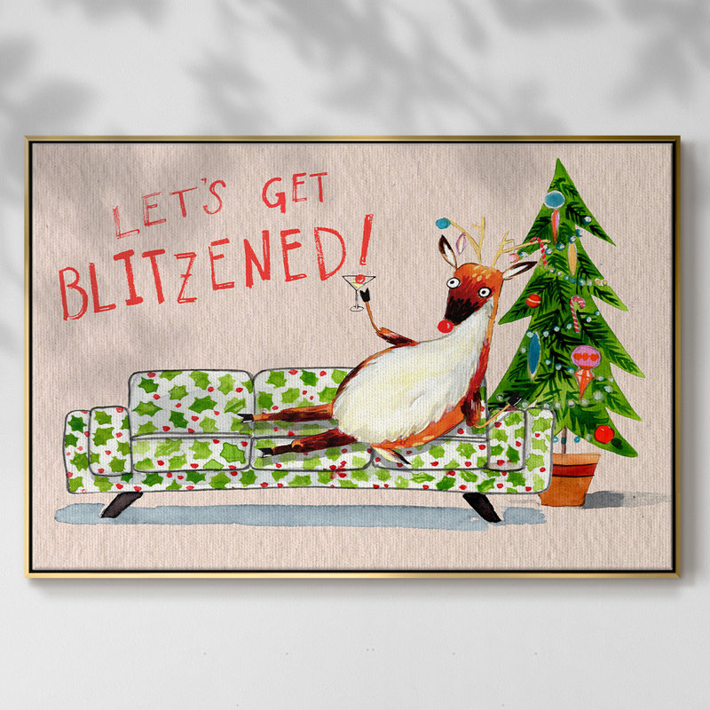 «Get Blitzened II», reproduction encadrée sur toile, H 25 po x l 37 po x P 2 po, Or