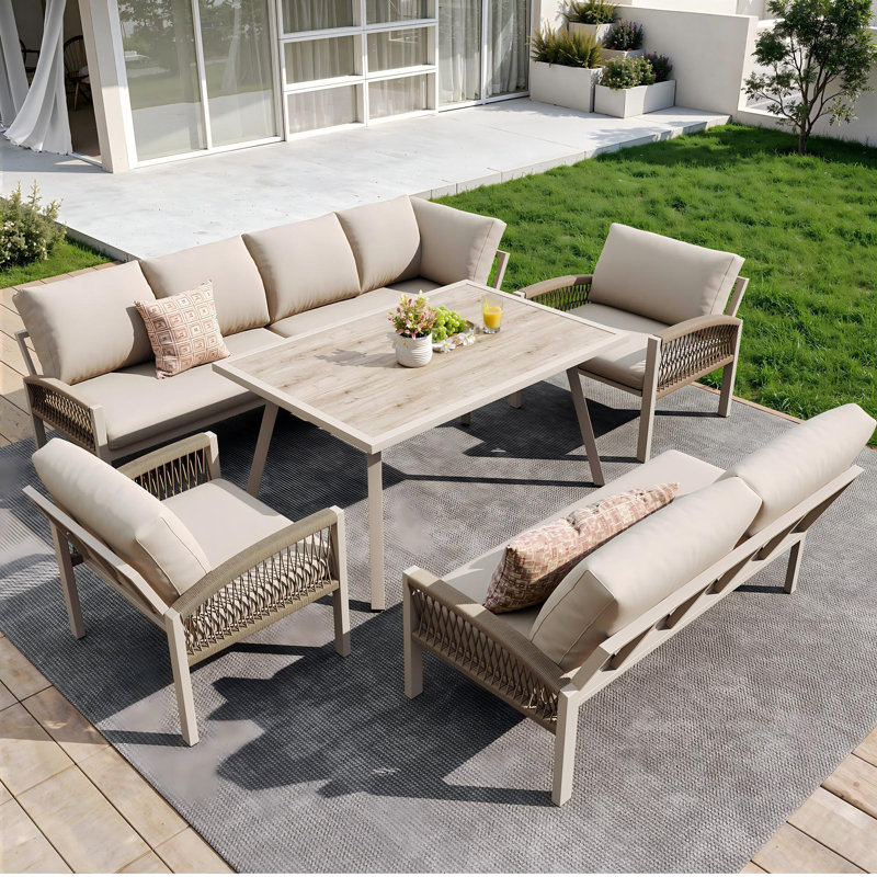 Garden Lounge Set For 8 People, Beige, Beige