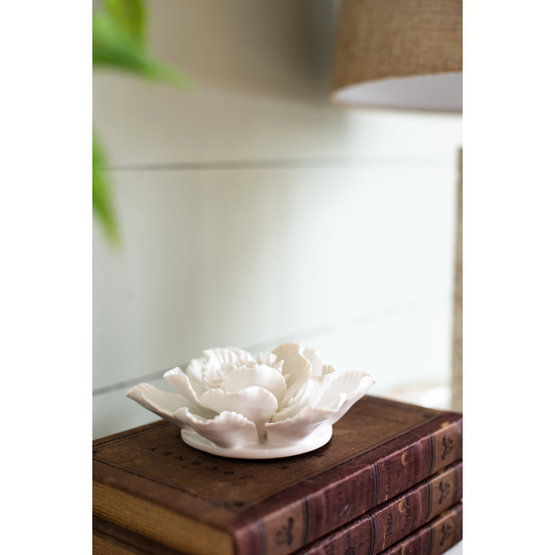 Ornement de fleurs en céramique fait à la main - Crème élégante pour décoration murale et complexe