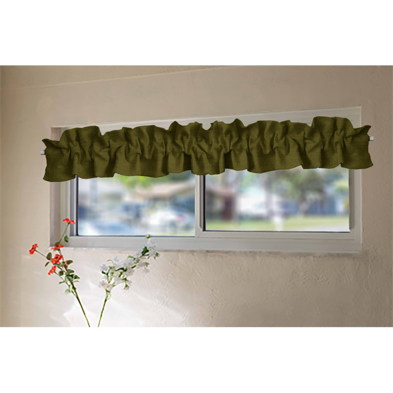 Ruffled Window Valance, 120" W x 9" L, Olive