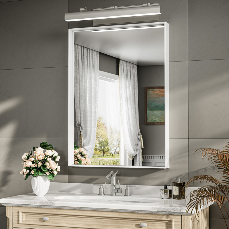 Stemn Framed Bathroom Vanity Mirror Accent Mirror, White, 36" x 24"