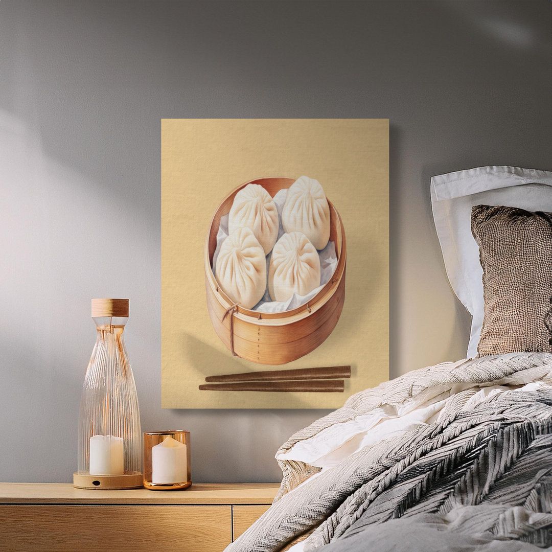 Bao Buns Canvas Wall Art, Asian Dim Sum Steamer Print, Gallery Wrapped, Ready to Hang, Archival Quality Decor