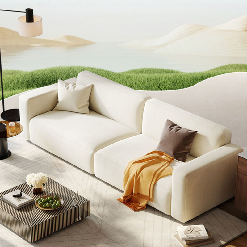 Coussin modulaire beige en polyester, 4, 29,92 po H x 110,24 po l x 37,4 po P