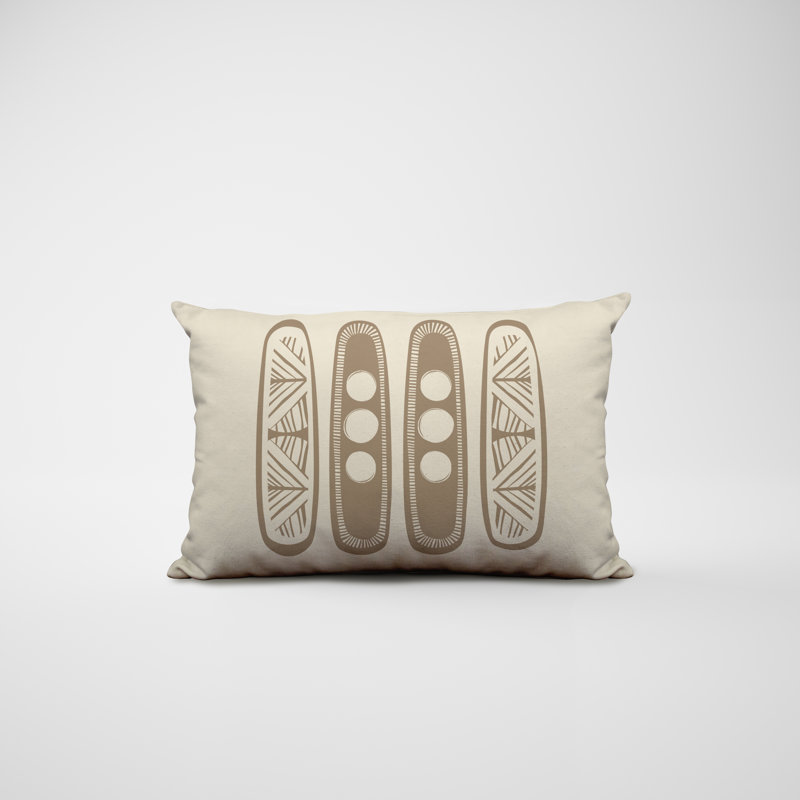 Polyester/Polyester Blend Lumbar Rectangular Indoor/Outdoor Pillow Cover & Insert, Beige