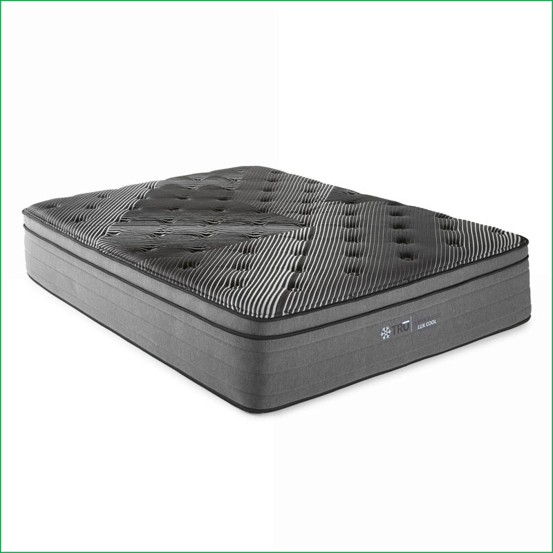 Matelas, matelas simple ultra moelleux avec housse de glace rafraîchissante 15 po Eurotop | Mousse et ressort | Noir