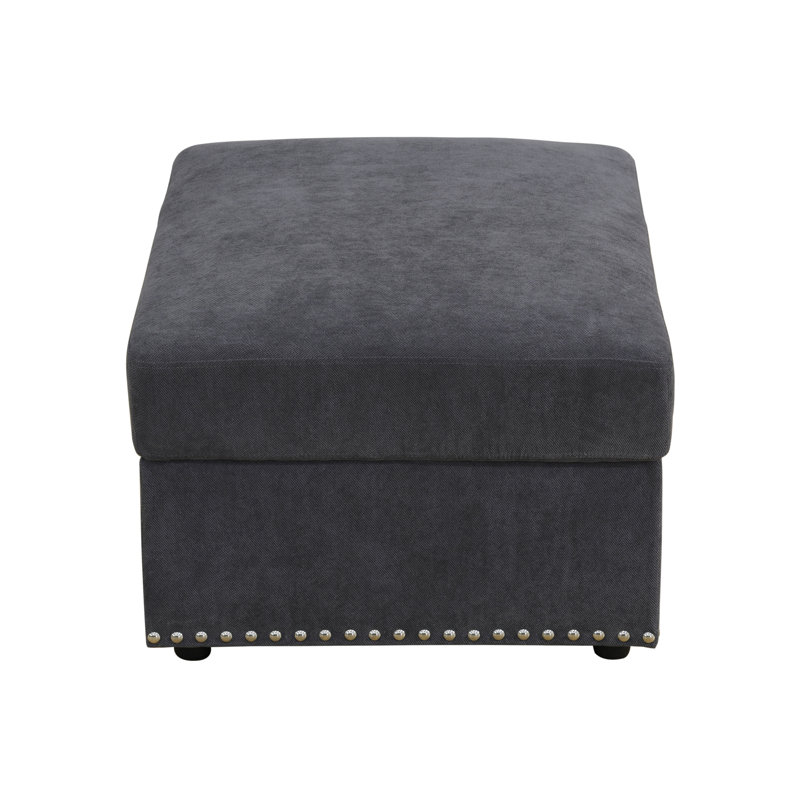 Repose-pieds Marl, Microfibre/microsuède gris