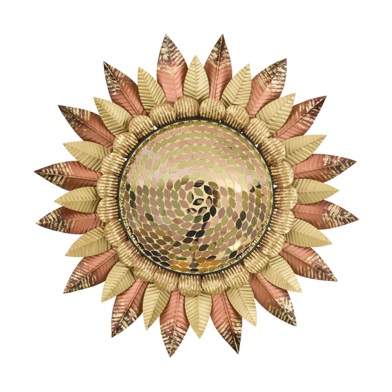 23.25 Inch Sun Metal Outdoor Wall Decor with Multi Color Weather Resistant Finish for Indoor and Outdoor Home Accent - Copper Mosaic