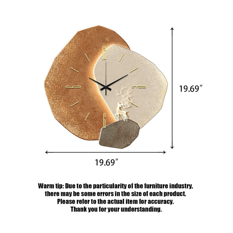 Horloges murales miroitantes en porcelaine, Beige/Orange, Moyen - 19,69 po