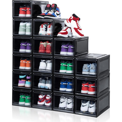 12 Pack Acrylic Shoe Boxes – Stackable Sneaker Storage With Clear Magnetic Door For Shoe Display And Organization