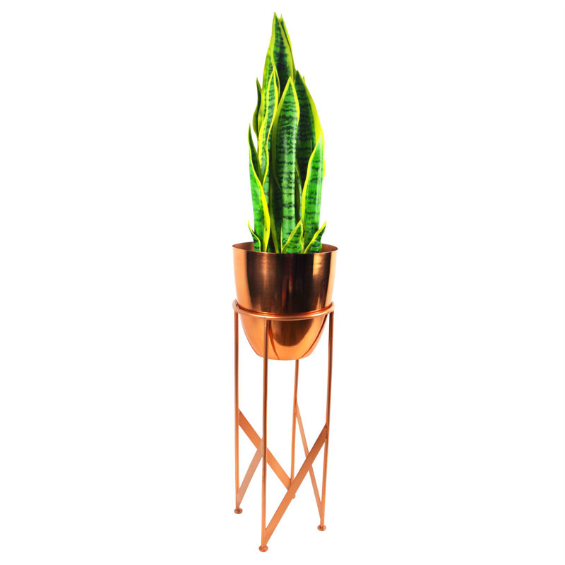 Metal Cachepot, 55" H x 19" W x 19" D, Copper