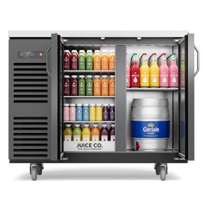 48 in. W 15.1 cu. ft.Under Back Bar Cooler CommercialRefrigerator in Black Stainless Steel — FIN-0018323 | Fridge.com