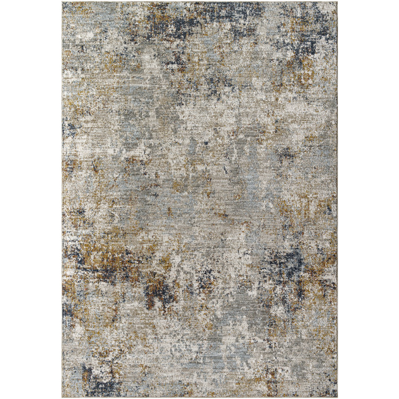 Rone Machine Woven Polyester Area Rug in Gray, Rectangle 7'10" x 10'2"