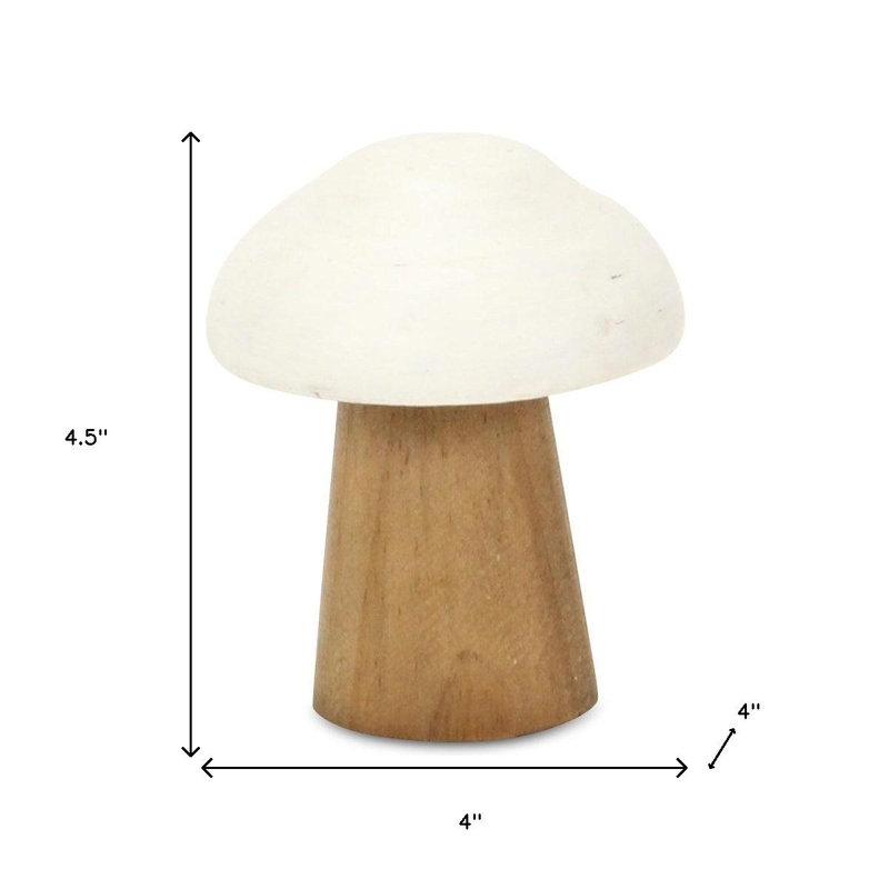 Sculpture de table 5 po en bois peint à la main brun et blanc