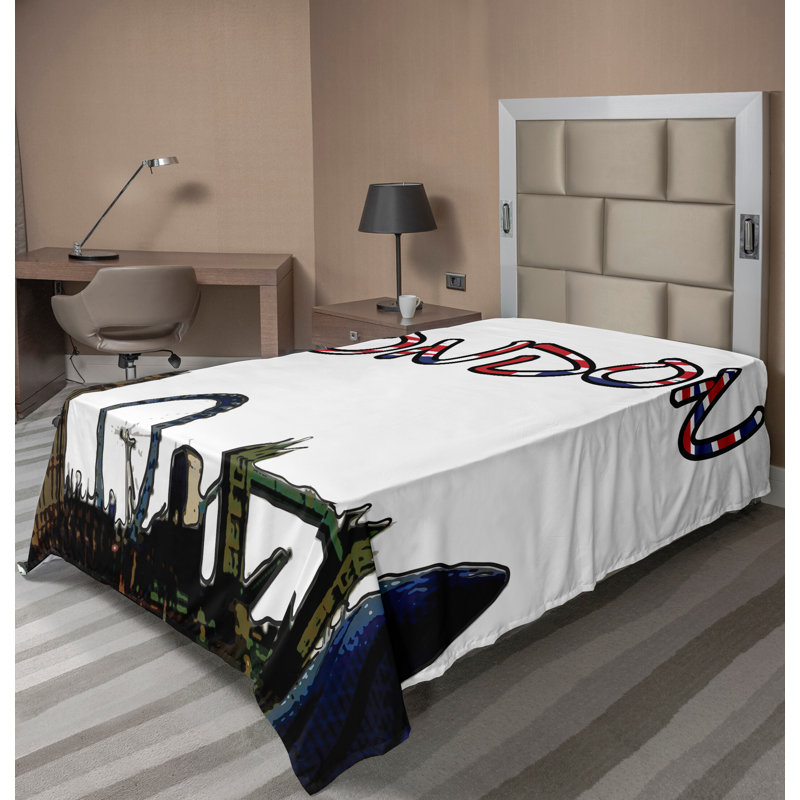 Multicolore Ambesonne, Drap plat pour lit simple
