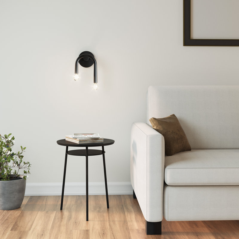 Steel Armed 2-Light Modern Wall Sconce, Black