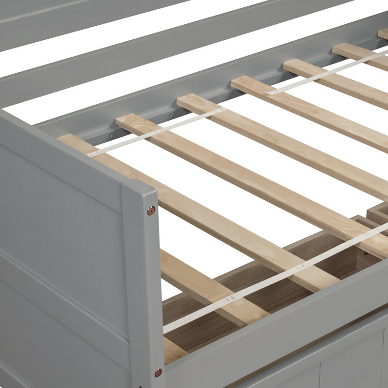 Lit de jour en bois avec 2 tiroirs, canapé-lit pour le salon de la chambre à coucher, aucun sommier nécessaire, gris