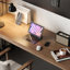 Bureau noyer + bois massif rectangulaire noir + fer-564380537