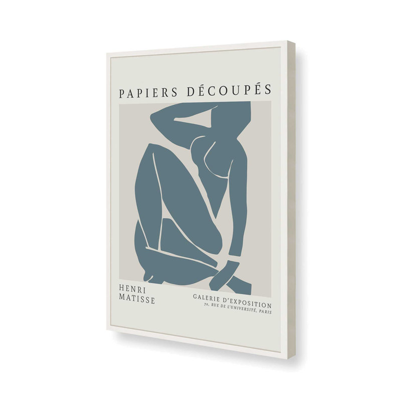 Matisse's Nude III en bleu minuit , H 21 po x l 17 po x P 1,25 po, Reproduction encadrée sans passe-partout, Blanc opaque