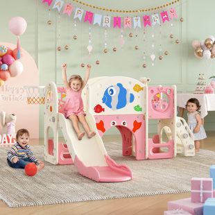 8-in-1 Toddler Slide, With Toddler Climber And Kids Slide, Suitable For Indoor Playground For Kids 1-3, Fish