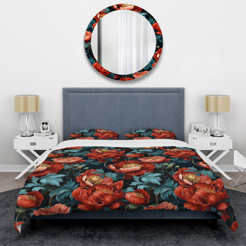 Ensemble de housse de couette Megane, Housse de couette pour grand lit et 2 taies décor