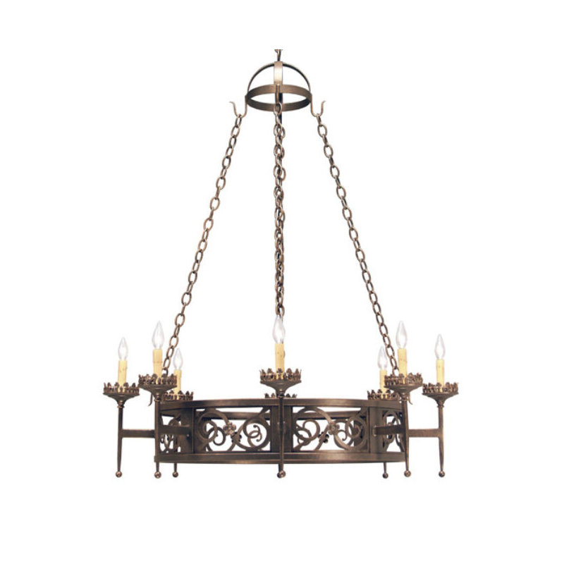 Majella 8 - Light Chandelier, Antique Rust, Pecan Faille