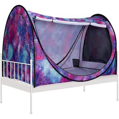 Pop-Up Bed Tent Twin Size, Privacy Bed Canopy with 4 Doors and Mosquito Mesh