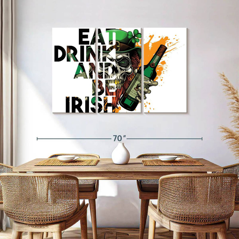 Lelend Eat Drink And Be Irish Skull, H 36 po x l 57 po