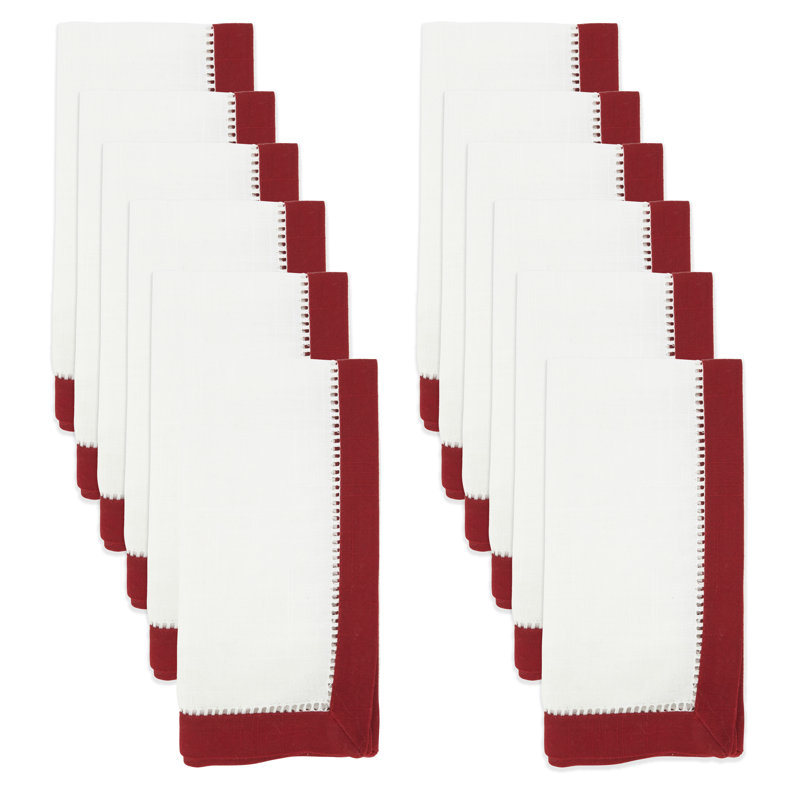 Elegant Two-Tone Hemstitch Napkin Set, 16.5" x 12"