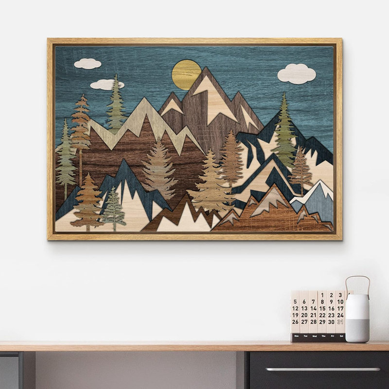 Reproduction sur toile de l'Ouest Western Wood, H 24 po x l 36 po x P 1,5 po, Cadre naturel flottant