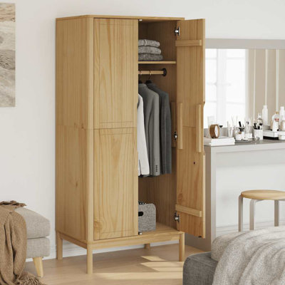 Wardrobe FLORO 30.3"X20.9"X67.3" Solid Wood Pine by Latitude Run