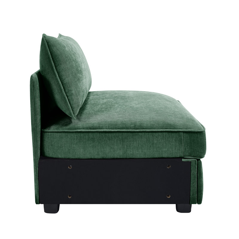 Velours sans accoudoirs avec un design structurel unique, des espaces de rangement cachés, une chenille douce et lisse, une hauteur de 32,59 po, un poids de 59,26 lb, des coussins d'accoudoirs intégrés, une chenille coulissante sous le siège
