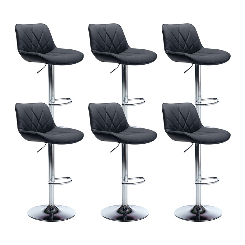 Tabourets de bar réglables à hauteur de comptoir pivotants avec dossier, Noir, noir, noir, noir, 6